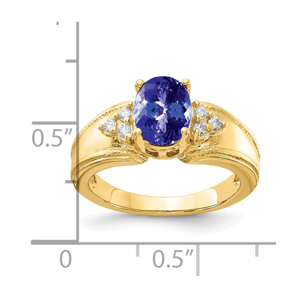 14k 8x Oval Tanzanite AAA Diamond ring