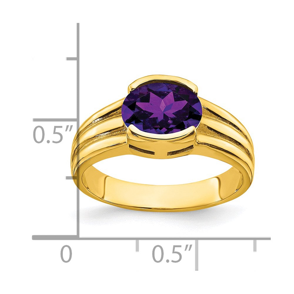 14k 8x Oval Amethyst East-West Ring