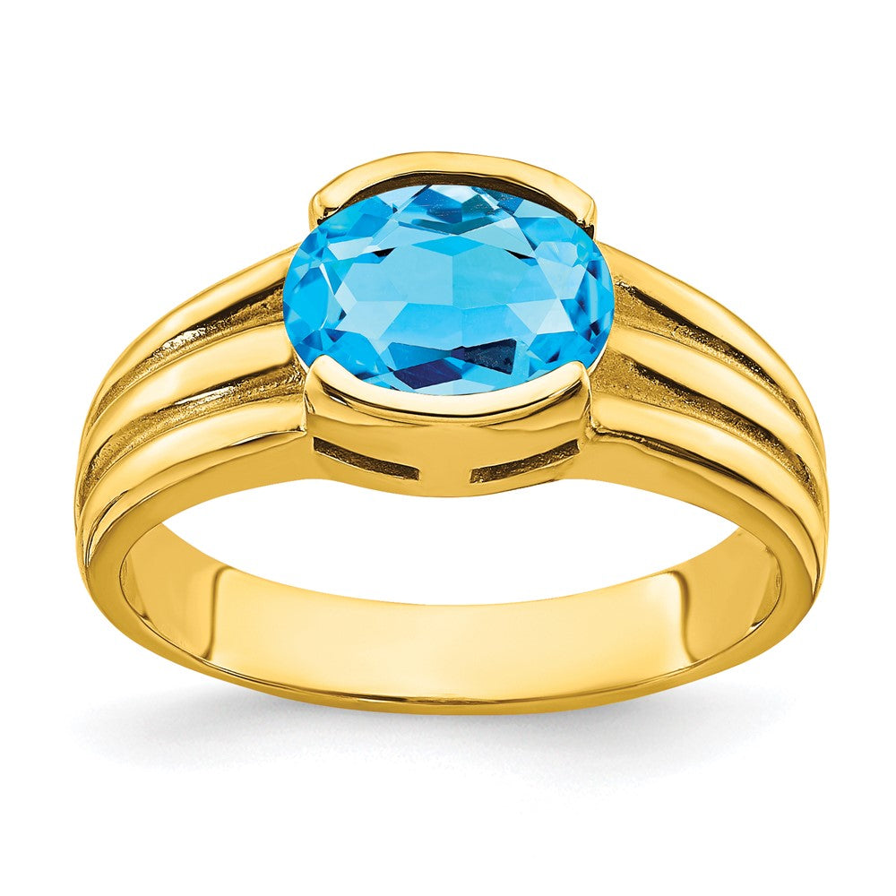 14k 8x Oval Blue Topaz ring