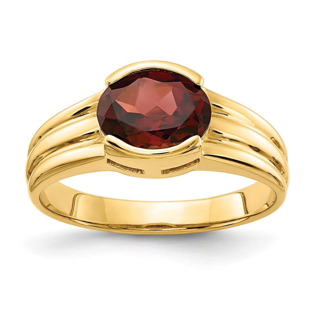 14k 8x Oval Garnet East-West Ring