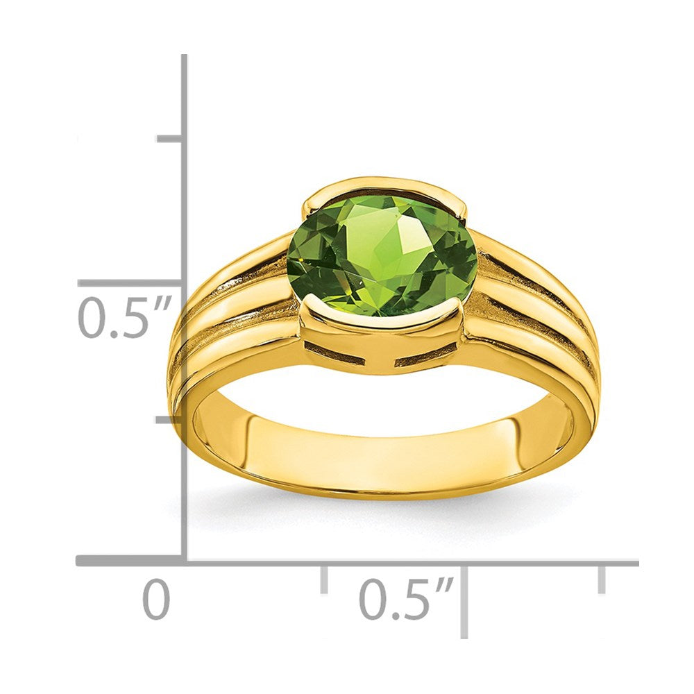 14k 8x Oval Peridot East-West Ring