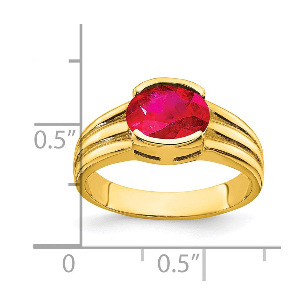 14k 8x Oval Ruby East-West Ring