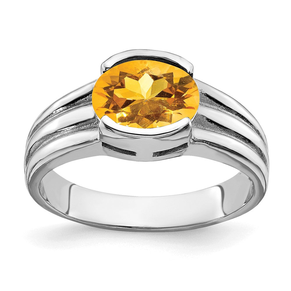 14k White Gold 8x Oval Citrine ring