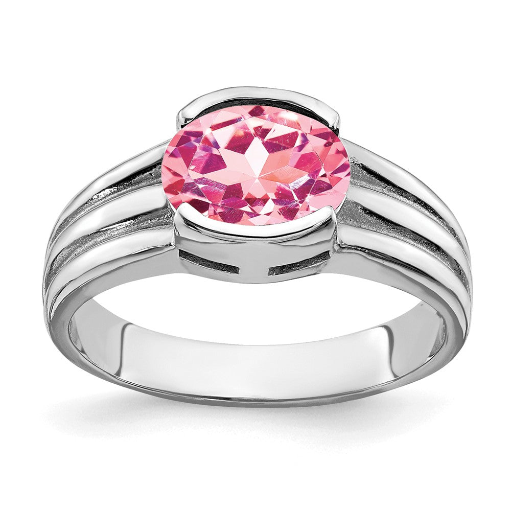 14k White Gold 8x Oval Pink Tourmaline ring