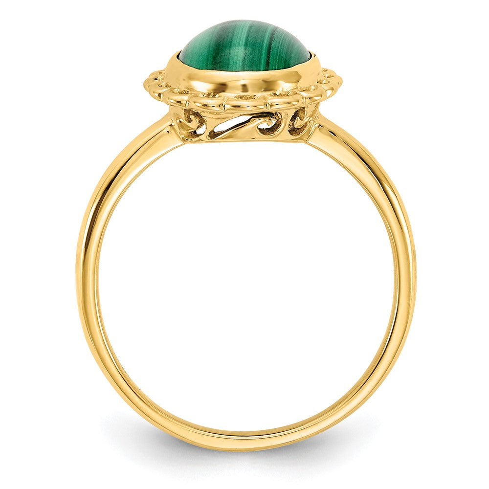 14k 10x Malachite Cabochon Ring