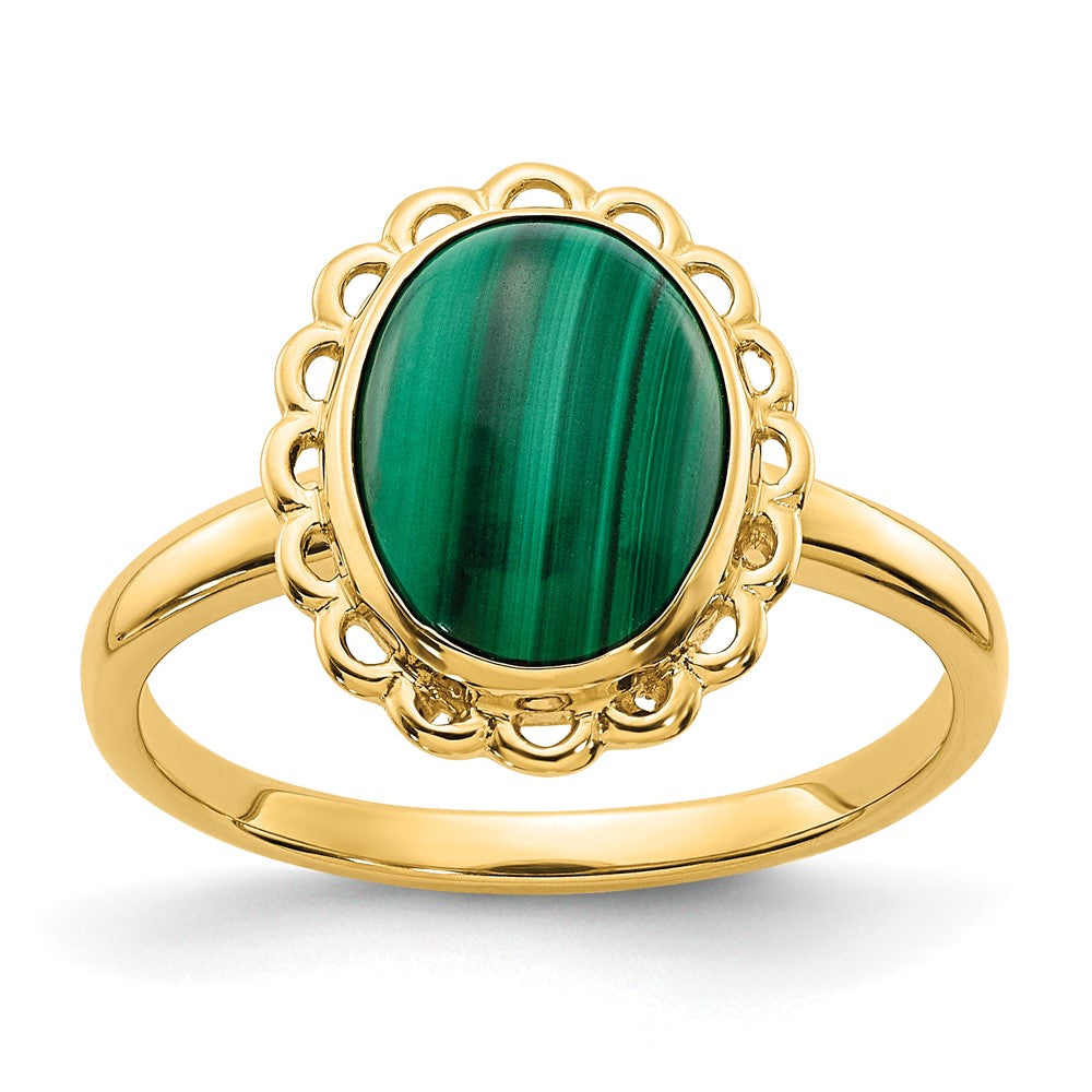 14k 10x Malachite Cabochon Ring