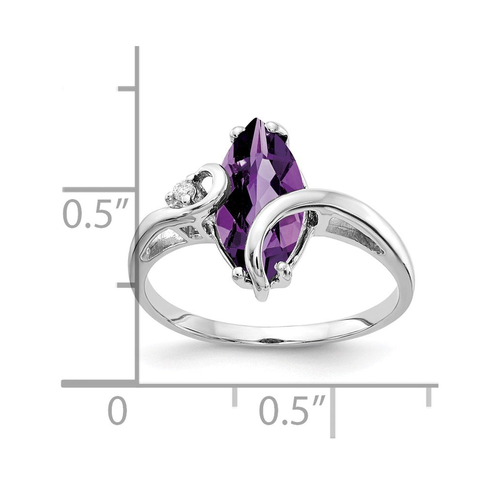 14k White Gold 12x Marquise Amethyst A Diamond ring