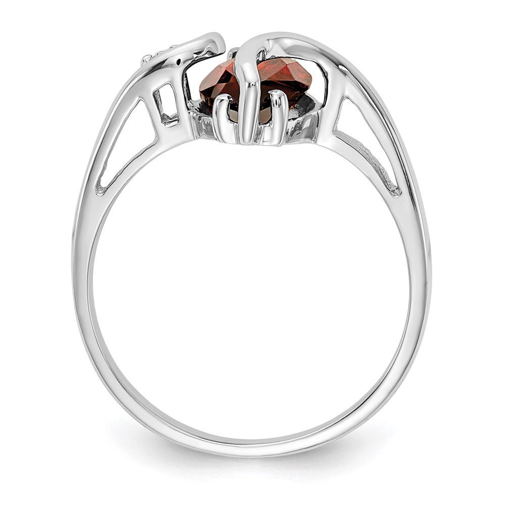14k White Gold 12x Marquise Garnet and AA Diamond Ring