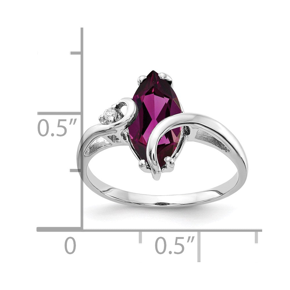 14k White Gold 12x Marquise Rhodolite Garnet A Diamond ring