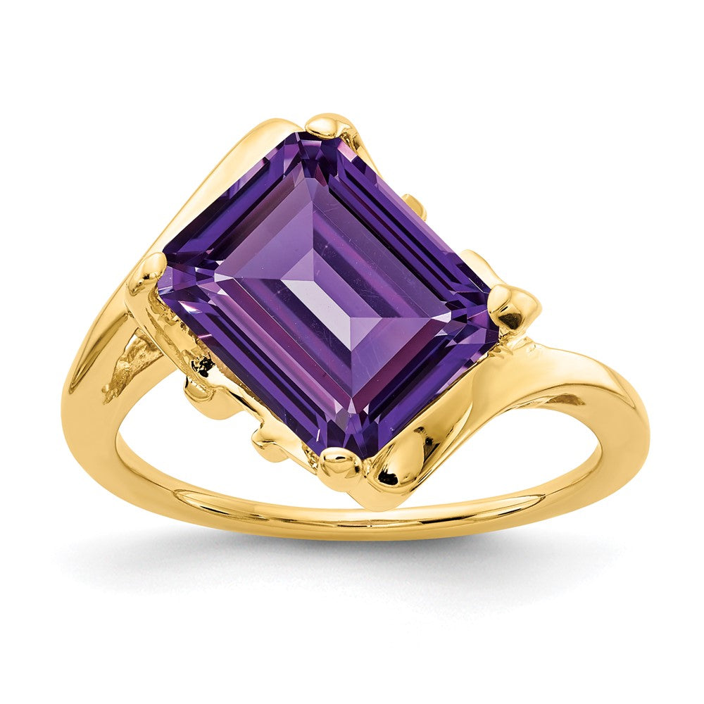 14k 10x Emerald Cut Amethyst ring