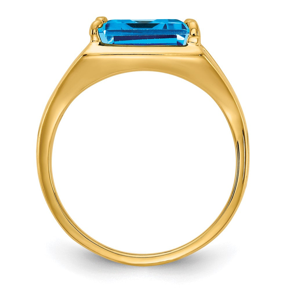 14k 9x Emerald Cut Blue Topaz ring