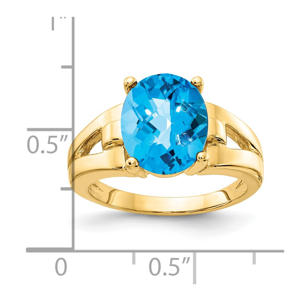 14k 11x Oval Blue Topaz ring