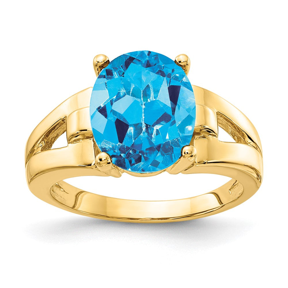 14k 11x Oval Blue Topaz ring