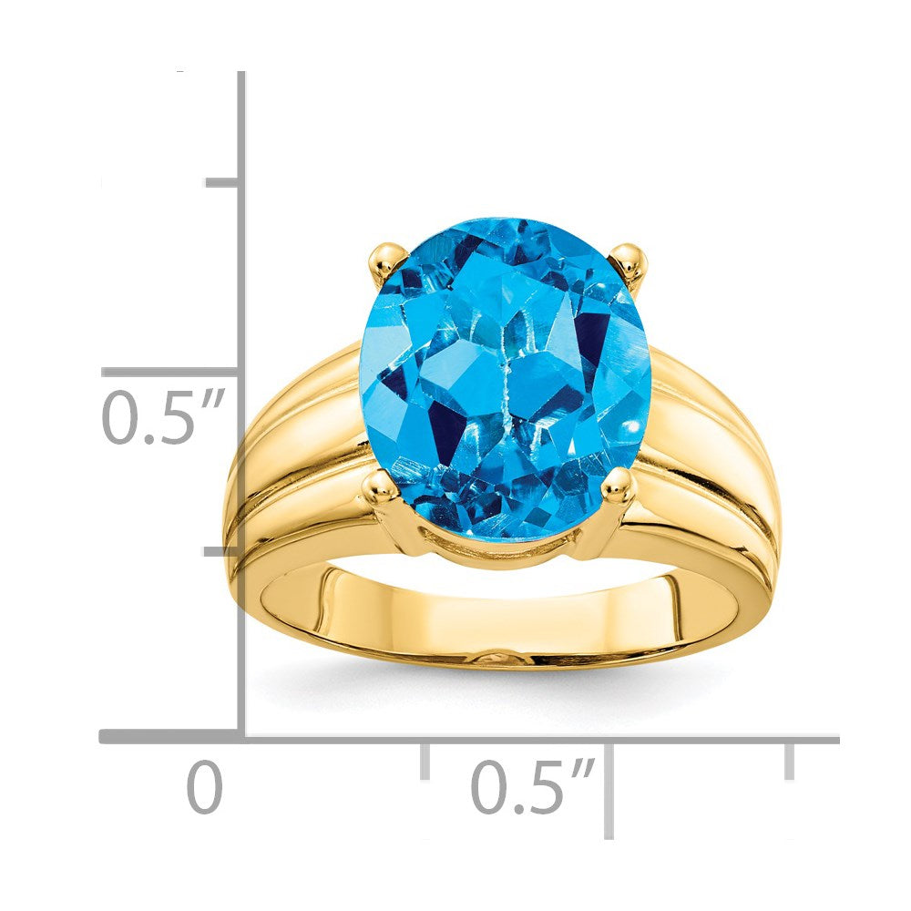 14k 12x Oval Blue Topaz ring