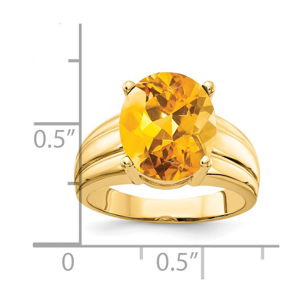 14k 12x Oval Citrine ring