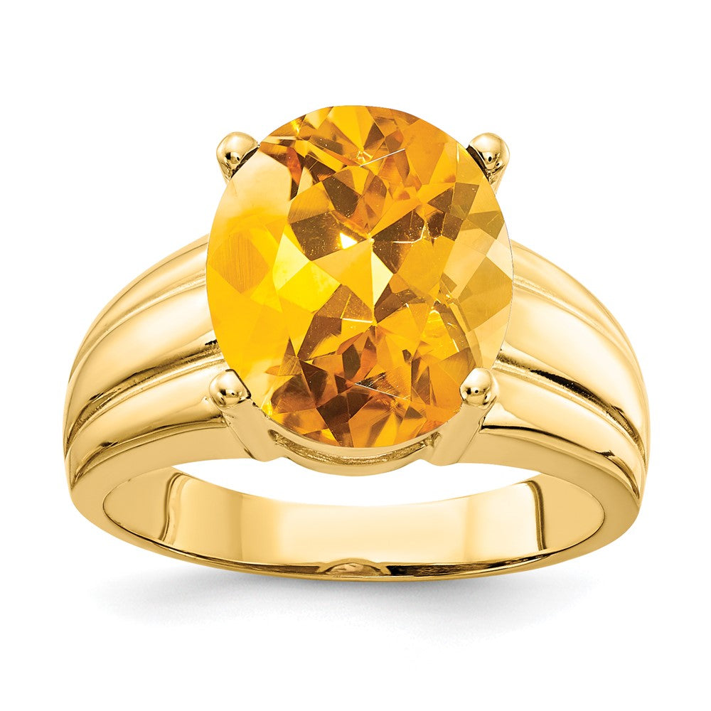 14k 12x Oval Citrine ring