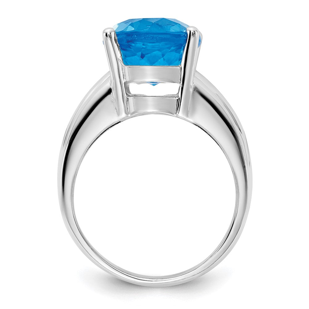 14k White Gold 12x Oval Blue Topaz ring