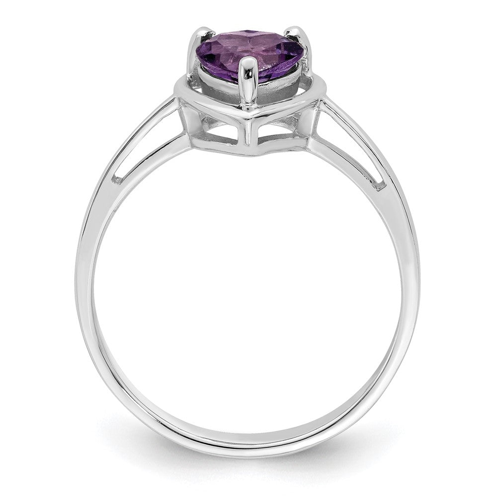 14k White Gold Heart Amethyst ring
