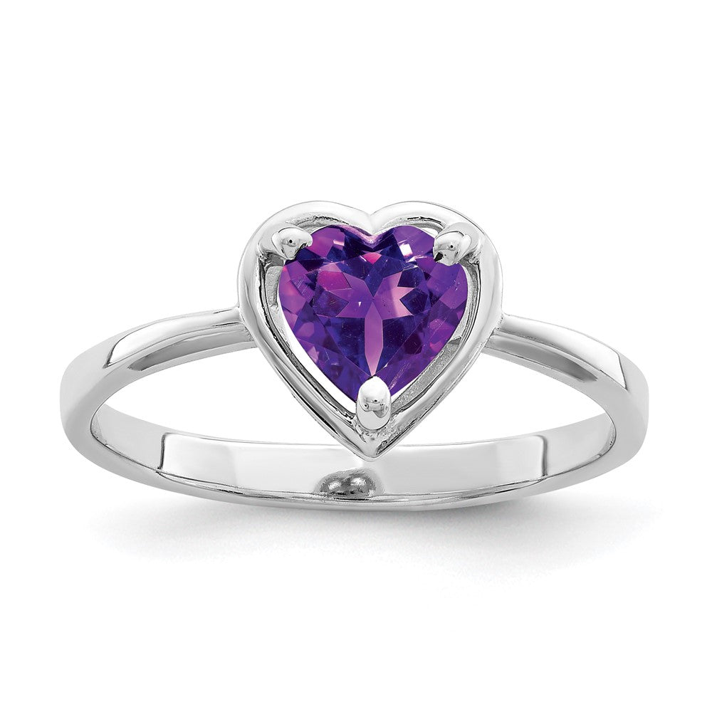 14k White Gold Heart Amethyst ring