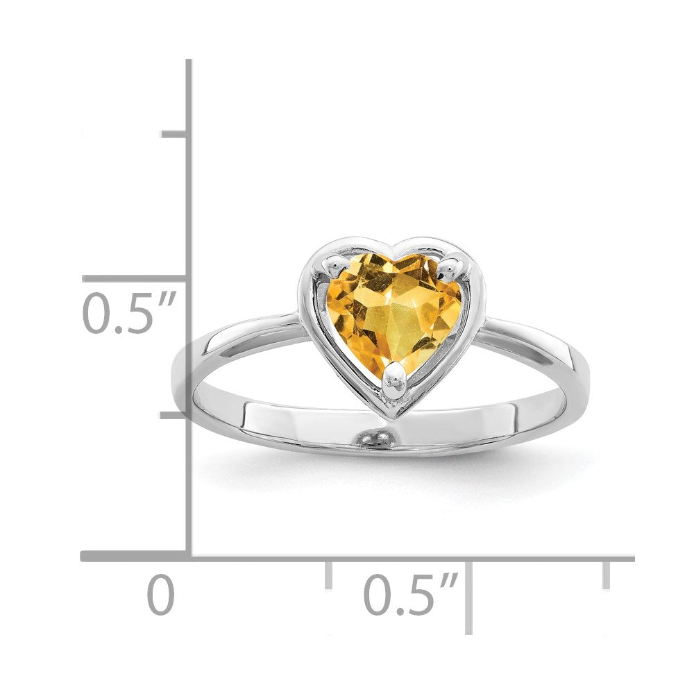 14k White Gold Heart Citrine ring