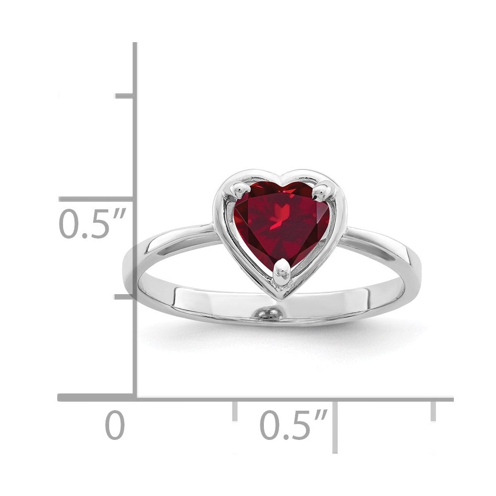 14k White Gold Heart Created Ruby ring