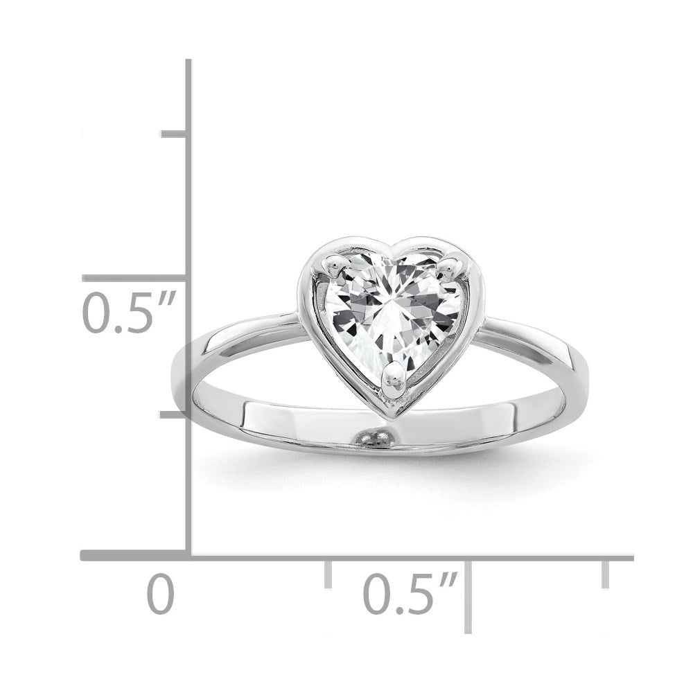 14k White Gold Heart Cubic Zirconia ring