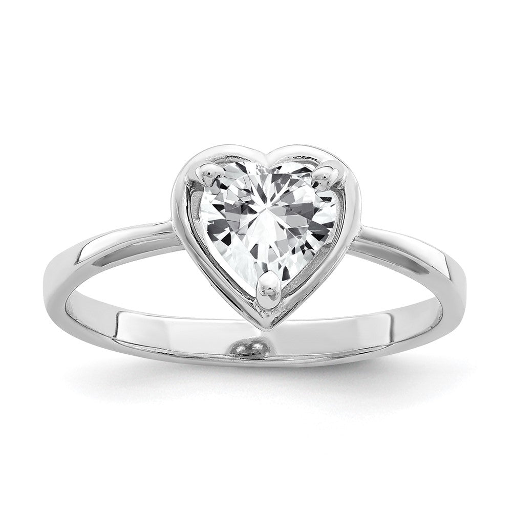 14k White Gold Heart Cubic Zirconia ring