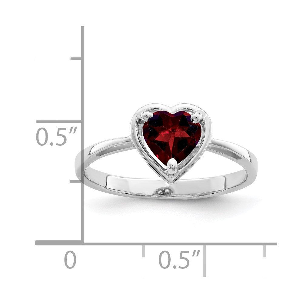 14k White Gold Heart Garnet ring