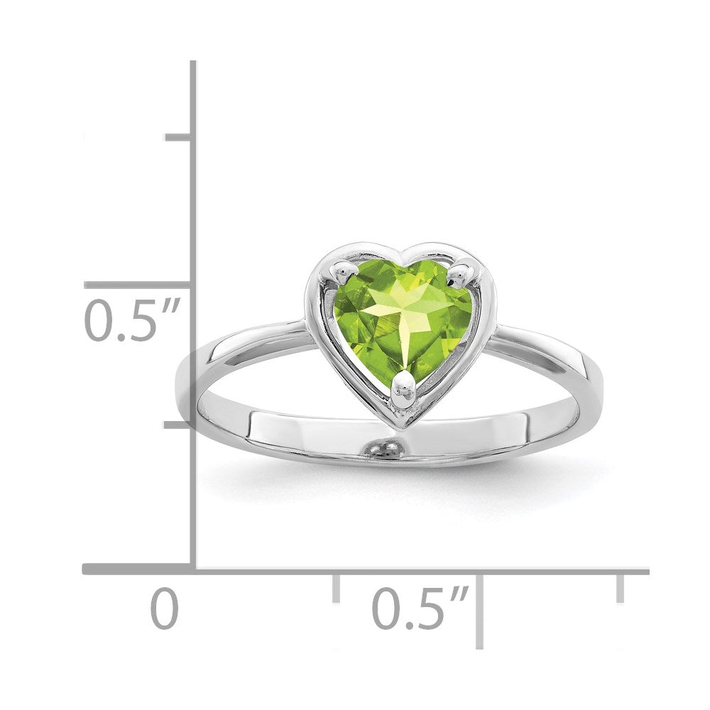 14k White Gold Heart Peridot ring
