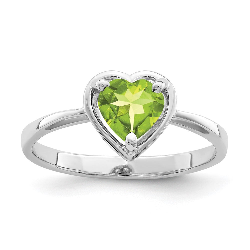14k White Gold Heart Peridot ring