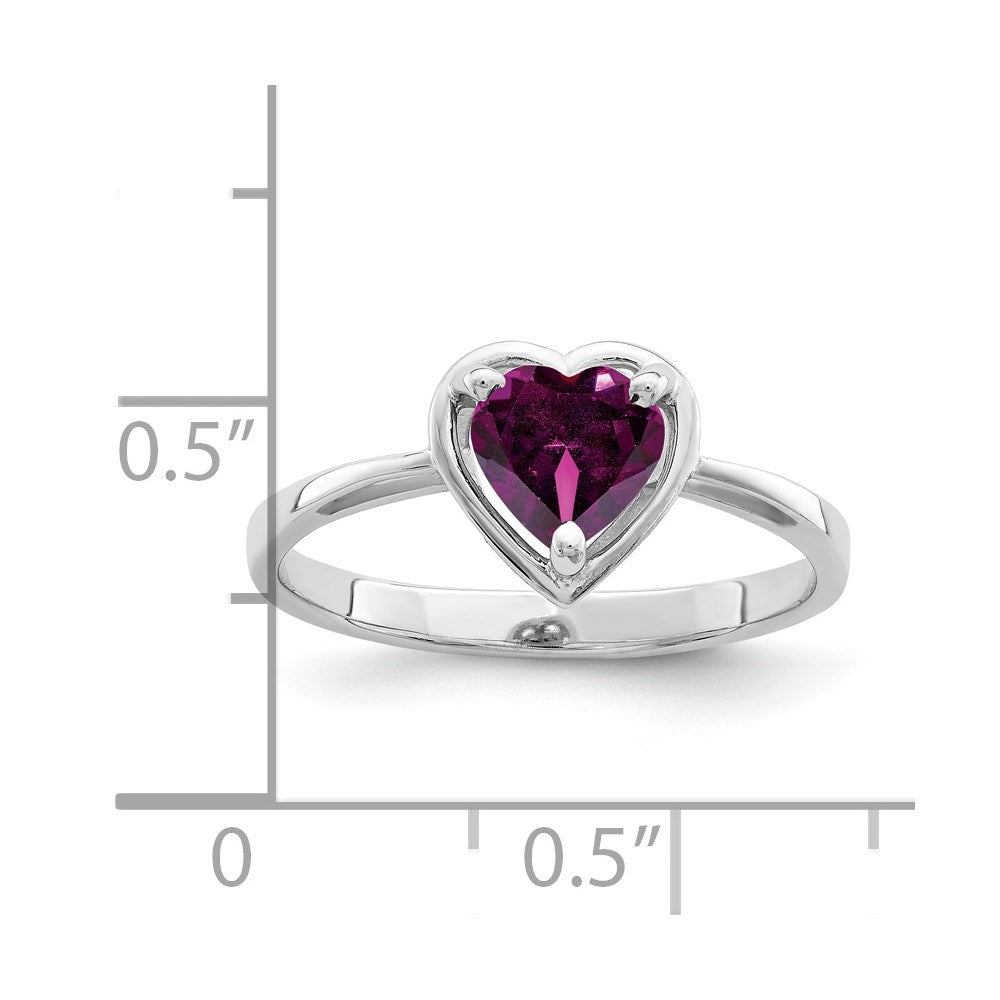 14k White Gold Heart Rhodolite Garnet ring