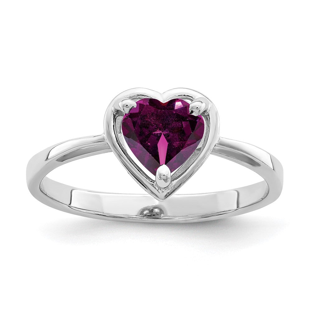 14k White Gold Heart Rhodolite Garnet ring