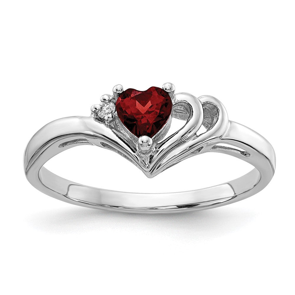 14k White Gold Holds 1- Diamond and Heart Gemstone Ring Mounting