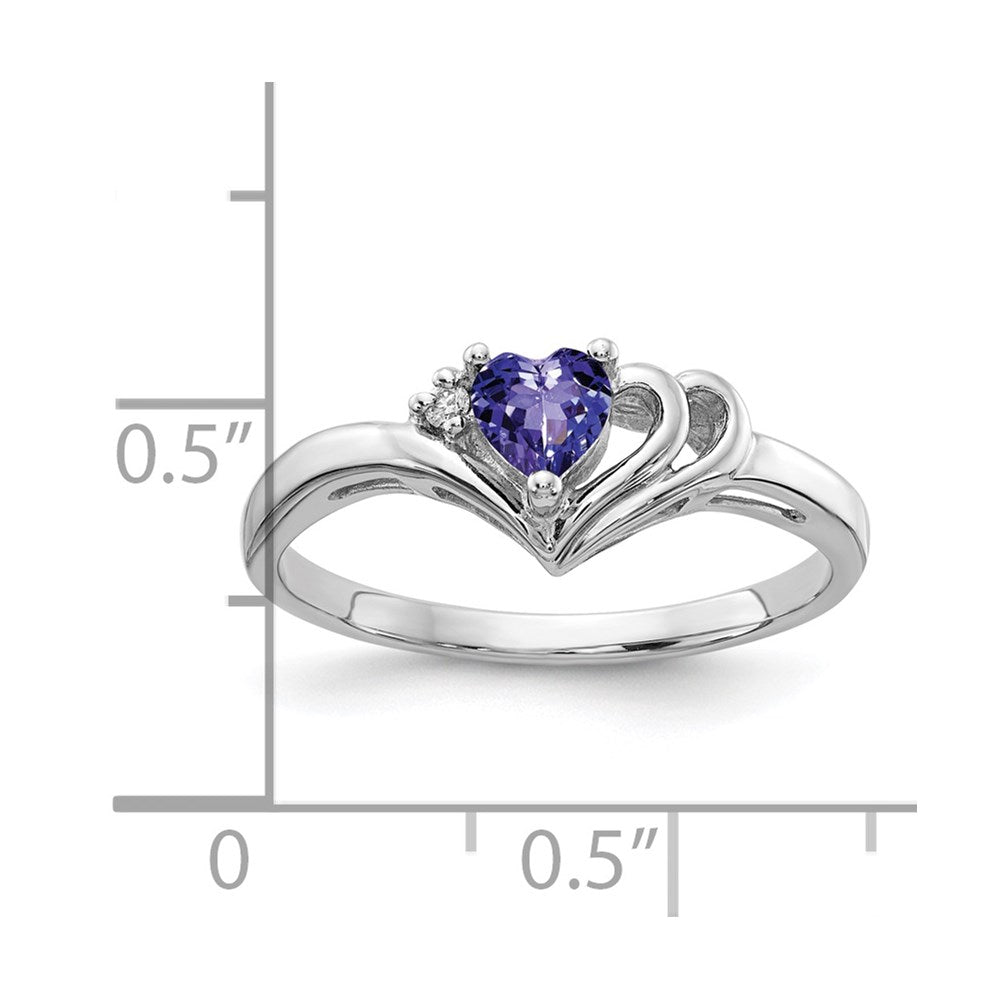 14k White Gold Heart Tanzanite A Diamond ring