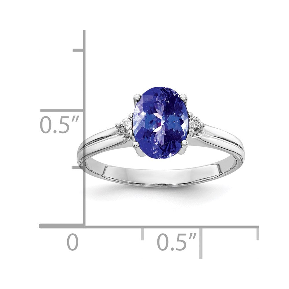 14k White Gold 8x Oval Tanzanite A Diamond ring