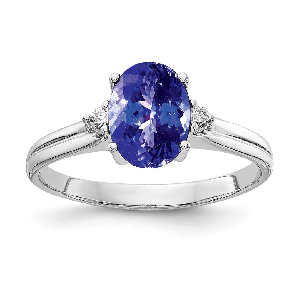 14k White Gold 8x Oval Tanzanite A Diamond ring