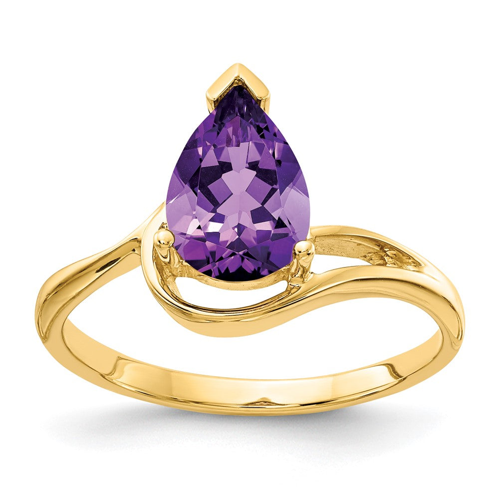 14k 9x Pear Amethyst ring