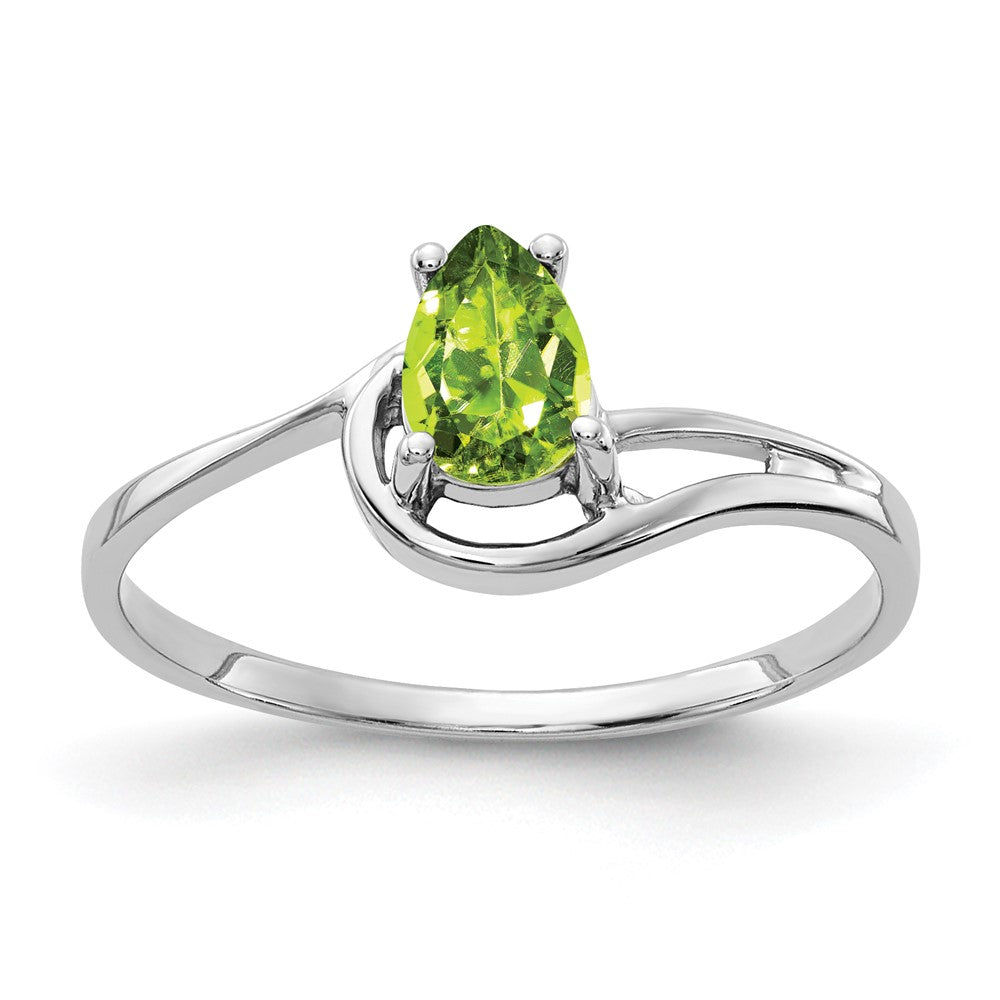 14k White Gold 6x Pear Peridot ring