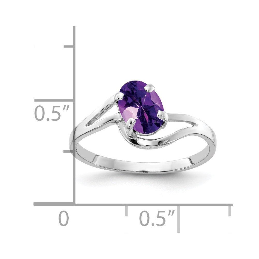 14k White Gold 7x Oval Amethyst ring