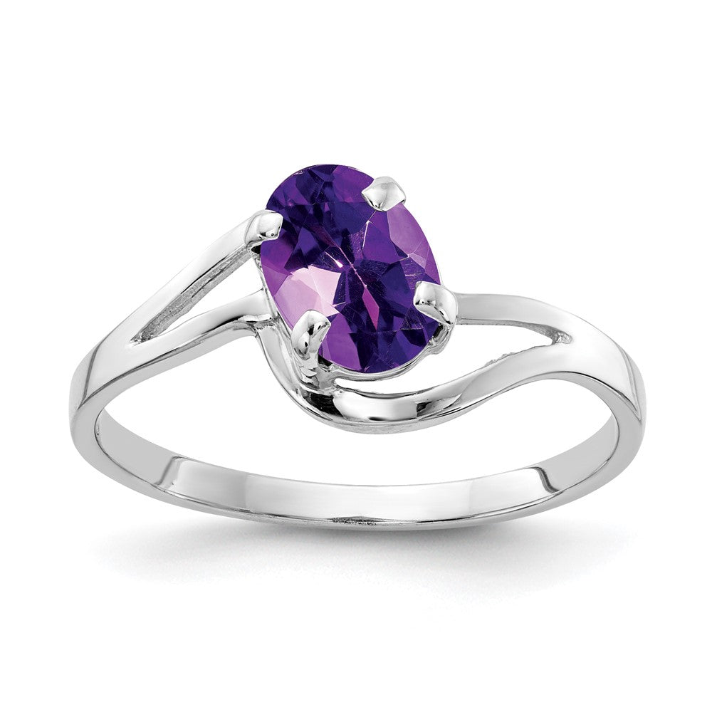 14k White Gold 7x Oval Amethyst ring