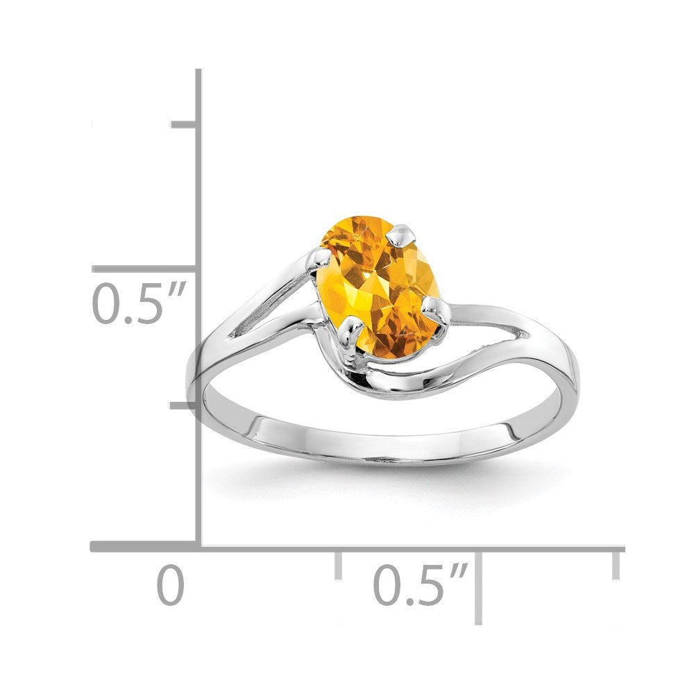 14k White Gold 7x Oval Citrine Ring