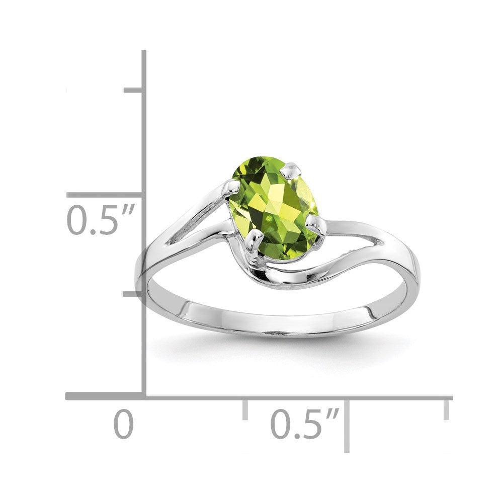 14k White Gold 7x Oval Peridot ring