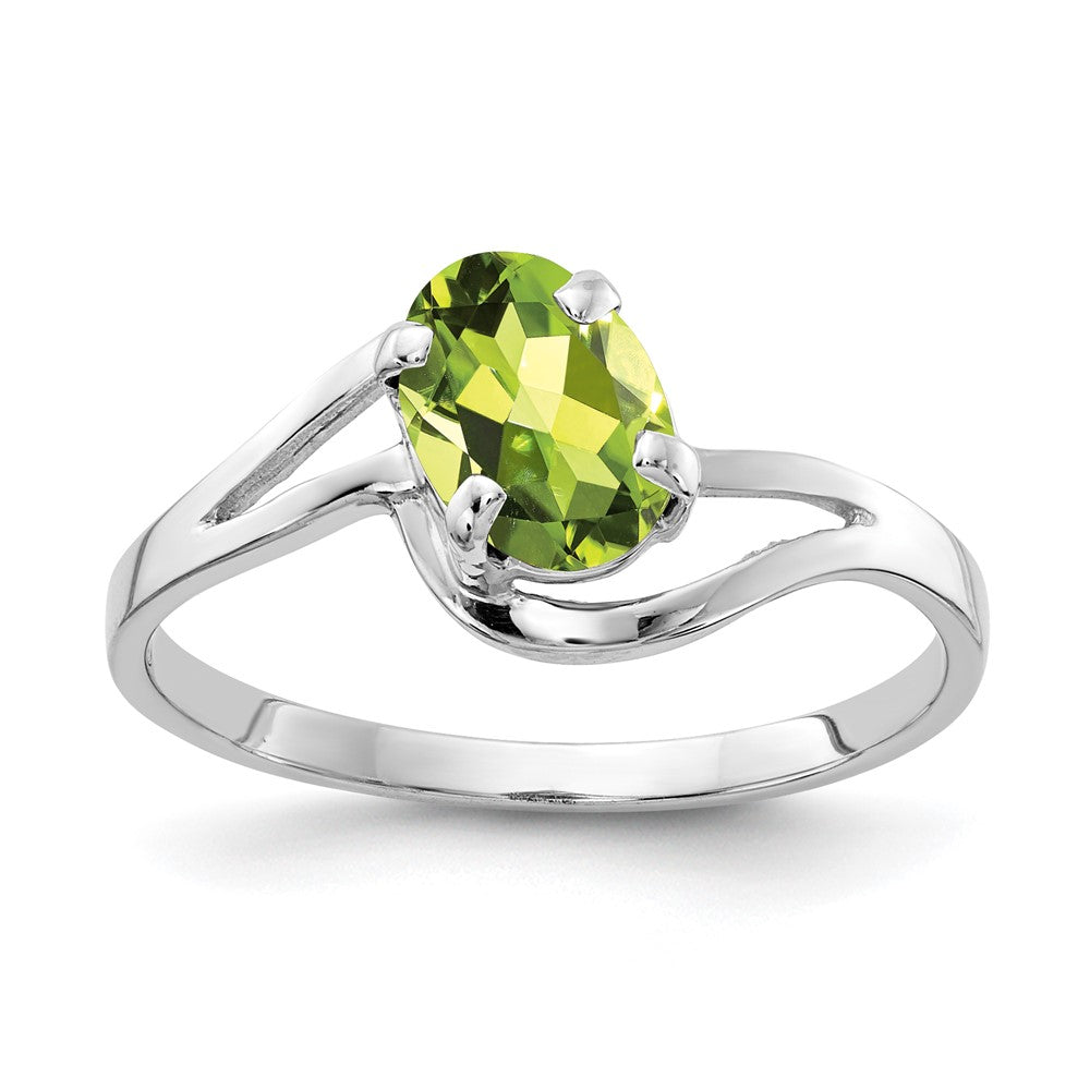 14k White Gold 7x Oval Peridot ring