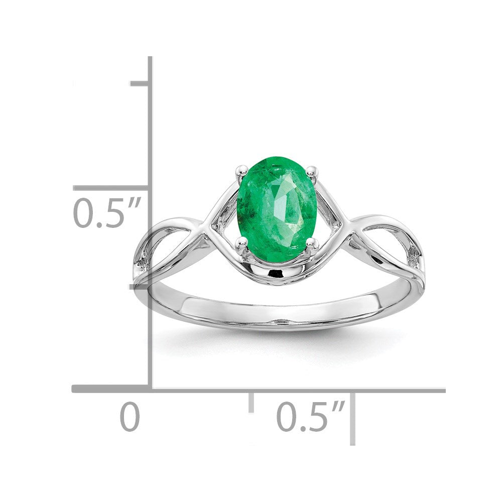 14k White Gold 7x Oval Emerald Twist Ring