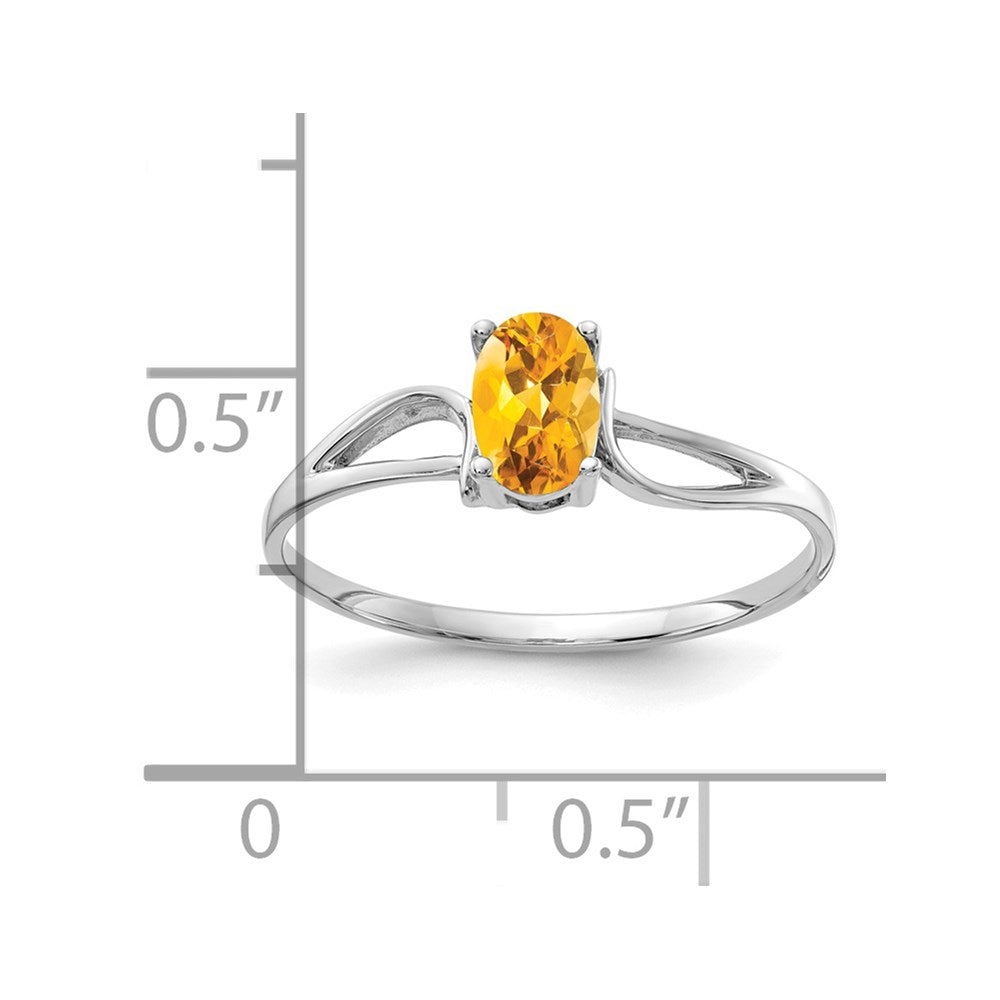 14k White Gold 6x Oval Citrine ring