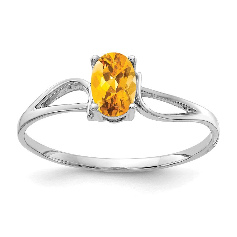 14k White Gold 6x Oval Citrine ring