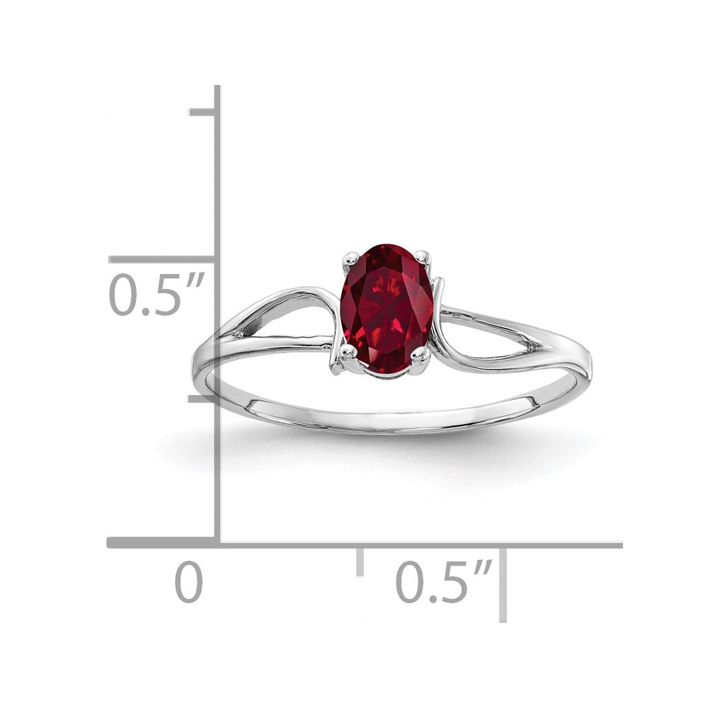14k White Gold 6x Oval Created Ruby ring