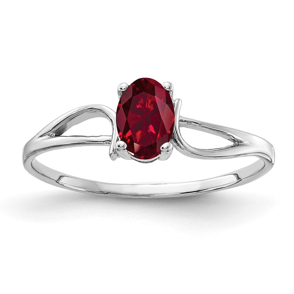 14k White Gold 6x Oval Created Ruby ring