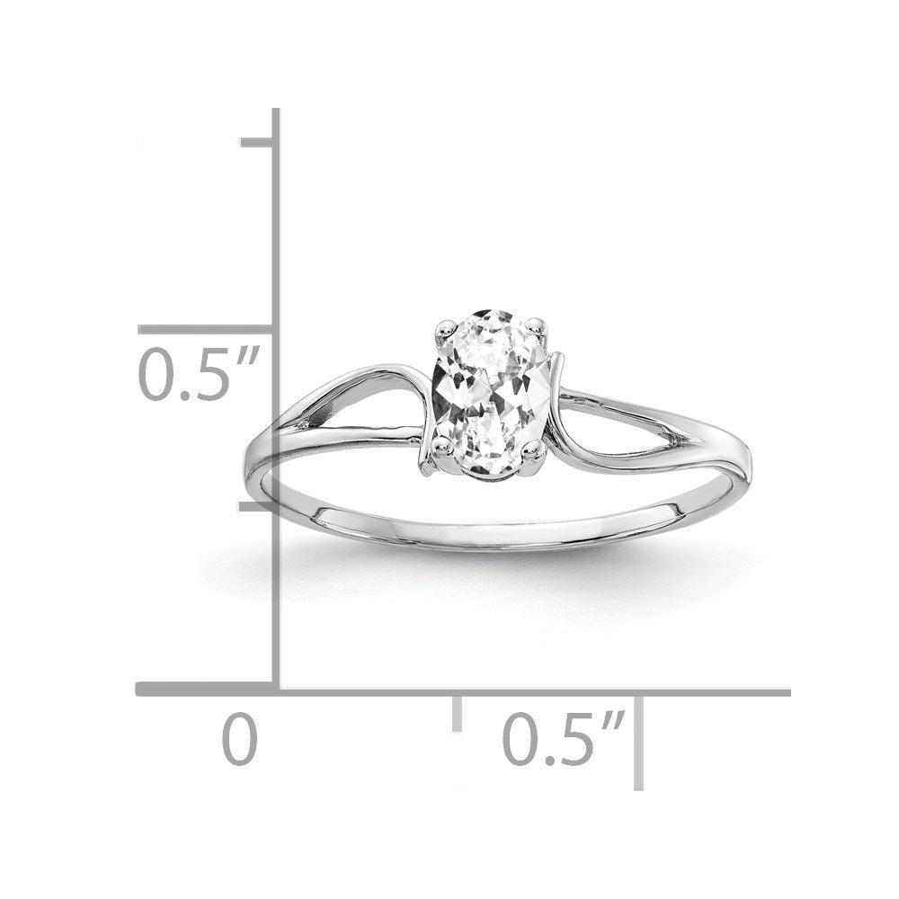 14k White Gold 6x Oval Cubic Zirconia ring