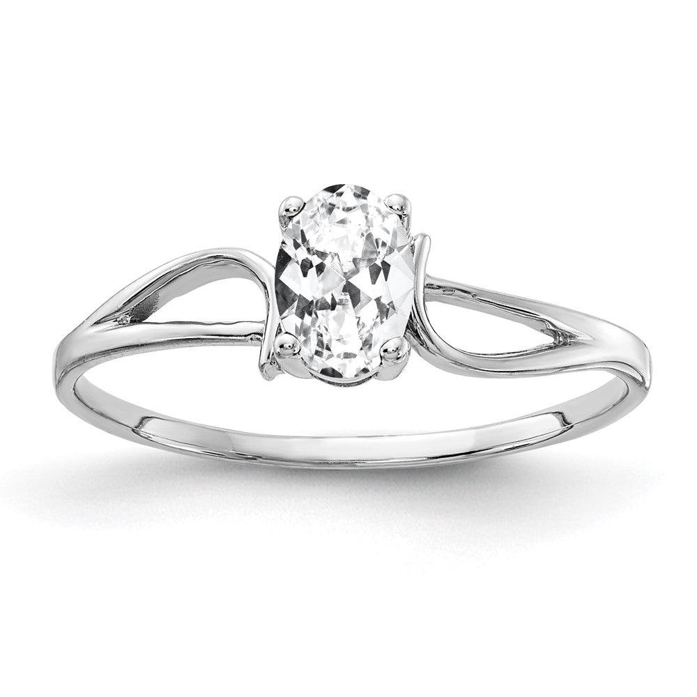 14k White Gold 6x Oval Cubic Zirconia ring